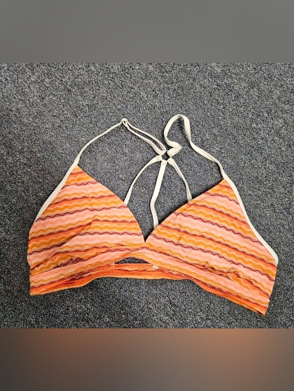 Athleta Ripple Ebb Tide Bikini Top Orange Print - Size XL